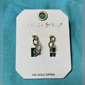 NEW! Amanda Blu Gold London Polished Chain Link Hoop Earrings 18K Gold Dipped NW